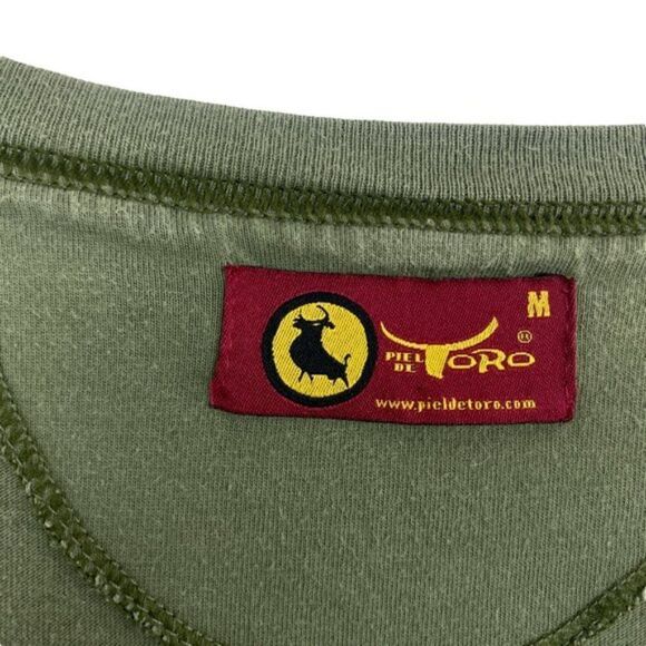 PIEL DE Toro Men's Army Green Logo Short Sleeve Crew Neck T Shirt US M - Picture 10 of 10
